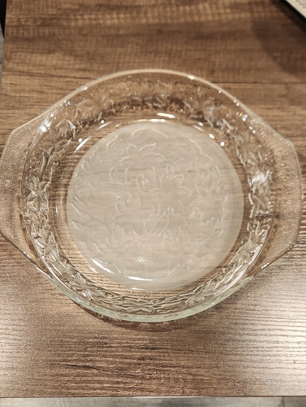 Princess House Fantasia Clear Floral Glass 9" Pie Plate